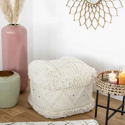 Sitzpouf im Boho Style Strukturstoff