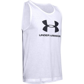 Under Armour Men's Sportstyle Logo sportliches Muskelshirt aus superweichem Stoff, ärmelloses Sportshirt mit Loser Passform, White, Medium