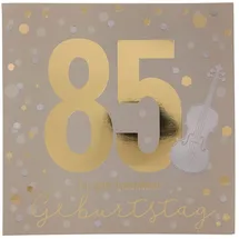DEPESCHE 11515-055 Zahlenkarte zum 85. Geburtstag mit Musik, veredelte Klappkarte mit originellem Innentext, inkl. Umschlag, Format 15,5 x 15,5 cm