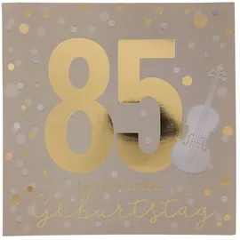 DEPESCHE 11515-055 Zahlenkarte zum 85. Geburtstag mit Musik, veredelte Klappkarte mit originellem Innentext, inkl. Umschlag, Format 15,5 x 15,5 cm
