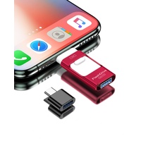 256GB USB Stick für Phone, USB 3.0 Speicherstick Externer Speichererweiterung für iOS, 4 in 1 Flash Laufwerk Photostick für Android Handy/Pad/Laptop/PC, Rot