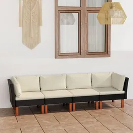 vidaXL 4-Sitzer-Gartensofa Loungesofa schwarz