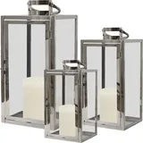 Mojawo Laternen-Set 3tlg. Edelstahl Silber