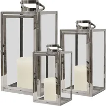 Mojawo Laternen-Set 3tlg. Edelstahl Silber