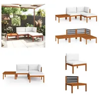 vidaXL 4 tlg. Garten Lounge Set mit Kissen Cremeweiß Massivholz Akazie - Gartenmöbel-Set - Gartenmöbel-Sets - Gartensofa - Gartensofas - Weiß