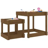 vidaXL Sandkasten mit 2 Spieltischen Honigbraun