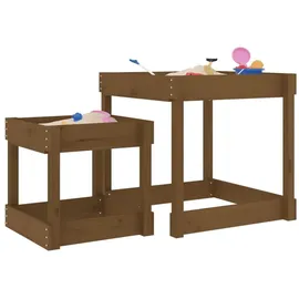 vidaXL Sandkasten mit 2 Spieltischen Honigbraun