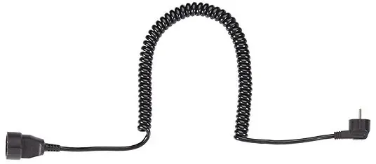 Bachmann Schuko-Spiralverlängerung, YMHY-J 3G1,5 mm2, schwarz - 0,5 Meter / 2 Meter