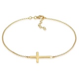 Elli Fußkette Kreuz Religion Glaube Filigran Trend 925 Silber, Kreuz goldfarben