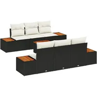 VidaXL 7-teiliges Garten Sofa Set mit Kissen schwarzes Poly