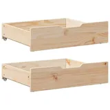 vidaXL Bettschubladen mit Rollen 2 Stk. 75x55x17 cm Massivholz Kiefer