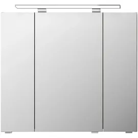 Saphir Badezimmerspiegelschrank SAPHIR "Serie 4010 Badezimmer-Spiegelschrank inkl. LED-Aufsatzleuchte", grau (graphit struktur quer nachbildung), B:80cm H:73,8cm T:17cm, Spanplatte, Schränke, Badschrank 80 cm breit, 3 Türen, 6 Glas-Einlegeböden, inkl Türdämpfer