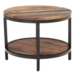 Runder Couchtisch Retro 60x45x60 aus recyceltem Holz