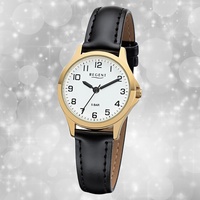 Armbanduhr Quarz Leder schwarz 2103484 Damen Uhr Regent Lederarmband UR2103484