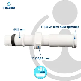 tecuro Überlauf-Verbindungsrohr Ø 25 x 165 mm mit 1 Zoll ÜWM -