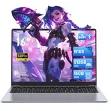 FUNYET 16-Zoll-Laptop, Celeron N100 Prozessor (bis zu 3,4 GHz), Win 11 System Notebook, 16 GB RAM, 512 GB SSD, 1920 x 1200 FHD Laptop mit beleuchteter Tastatur, Fingerprint Unlock, 6000 mAh Akku