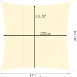 gardlov Sonnensegel Quadratisch 3,6x3,6 m für zuverlässigen Sonnenschutz Wasserdicht inkl. Befestigung Garten Strand Camping 23165, Farbe:Beige