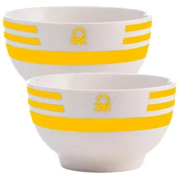 Benetton - Set mit 2 gelben Bone Rainbow-Porzellanschalen
