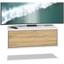 Vladon Lana Lowboard 80 x 29 x 37 cm Weiß matt/Eiche