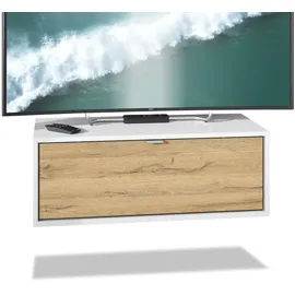 Vladon Lana Lowboard 80 x 29 x 37 cm Weiß matt/Eiche