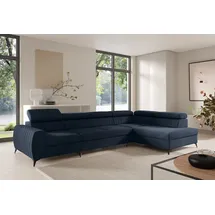 Fun Möbel Ecksofa Schlafsofa Sofa TORONTO XL Stoff Element Blau Ottomane Rechts