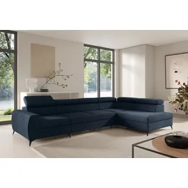 Fun Möbel Ecksofa Schlafsofa Sofa TORONTO XL Stoff Element Blau Ottomane Rechts