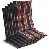 Beautissu Hochlehnerauflage 5x Premium Hochlehnerauflage 120x50x7cm, Grau-Oranage-Weiß-Kariert, Gartenstuhlauflage Hochlehner - Robuster Stoff & UV-Lichtechtheit bunt|grau