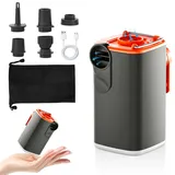 Focenat Elektrische Luftpumpe Kompakte für Luftmatratze mit Campinglampe, Wiederaufladbare Akku Luftpumpe mit 5 Luftdüsen, Schnellem Aufblasen/Entleeren für Camping, Luftmatratze, Schlauchboot (Grey)