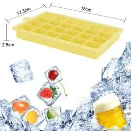 Intirilife 2x Eiswürfelformen in GELB – 2er Set à 24 Fächer Eiswürfel Silikonformen mit Deckel – Barzubehör & Weinzubehör, Barzubehör