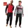 LE JOGGER Pyjama LE JOGGER, Herren, Gr. 44/46 (S), schwarz (rot, schwarz, grau, schwarz), Jersey, Obermaterial: 100% Baumwolle, unifarben, Basic, lang, V-Ausschnitt, angesetztes Bündchen, Homewear-Sets Pyjama, Schlafanzug in langer Form