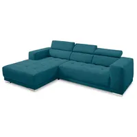 SOMETA Ecksofa Cocoon Cord Blau, Grün Petrol