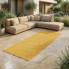 jimri In- & Outdoor Teppich - Wetterfester Teppich für Balkon, Terrasse, Garten, Wohnzimmer, Küche - Strapazierfähiger Bodenteppich, Widersteht UV-Strahlen & Wasser - Größe 60 x 110 cm, Gelb