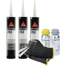 vasalat Sikaflex 252 weiß 3x 300ml Klebstoff mit Aktivator 205 und Primer 210 - 252 mit 5 Düsenspitzen