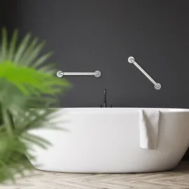 Relaxdays Haltegriffe Badezimmer, 2er Set, Edelstahl, Dusche & Badewanne, 200 kg, Senioren & behinderte Menschen, Silber
