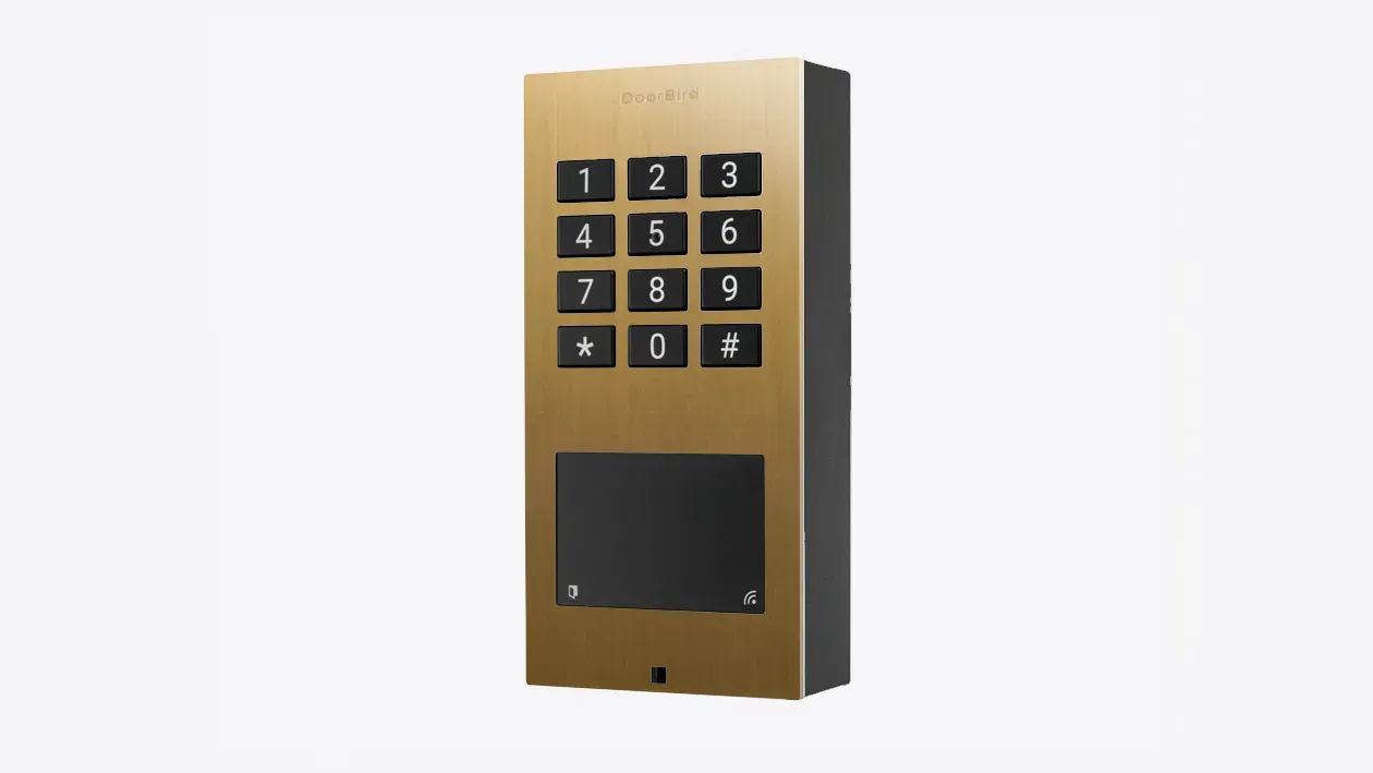 DoorBird A1121 Aufputz IP Zutrittskontrollsystem Gold-Optik als PVD Beschichtung, Edelstahl, gebürstet
