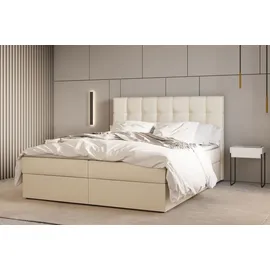 e-meubles Kontinentalbett, Boxspringbett, Bett mit bettkasten, Bonell-matratze und Topper, Doppelbett - Boxspringbett 05 - 160x200 - Beige - Hugo 01