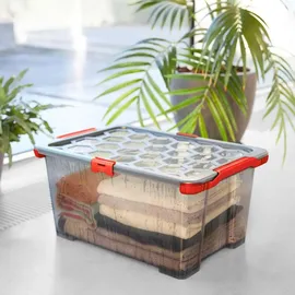Rotho Evo Total Protection Aufbewahrungsbox 59 x 39,5 x 28 cm 3-tlg. anthrazit/rot
