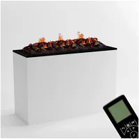 Kaminlicht Elektrokamin Rilke Wasserdampf Kamin, Elektrischer Kamin, Wasserdampfkamin mit 3D Feuer und Knisterfunktion weiß