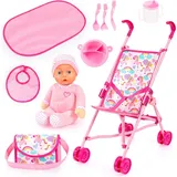 Bayer Puppenbuggy Set mit Puppe rosa