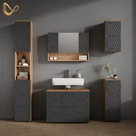 livinity Livinity® Badschrank, Ronco, Anthrazit mit Wabenstruktur, 30 x 59 cm Badezimmer,