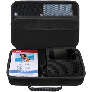 Elonbo Tragetasche für Canon SELPHY CP1500 Kompaktfotodrucker, tragbare Bluetooth Instant Print Kamera Aufbewahrungstasche, Mesh Tasche passt Zink Fotopapier Kabel, schwarz