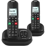 ALCATEL XL685 Voice Duo - Schnurloses Festnetztelefon DECT für Senioren im XL-Format mit Anrufbeantworter - Große Tasten - Audio Boost - Lautsprecher - Anrufblockierung - 2 Mobilteile - Schwarz