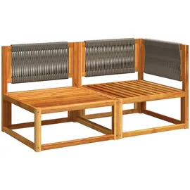 vidaXL Gartensofa mit Kissen 2-Sitzer Massivholz Akazie & Seil