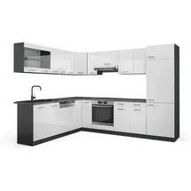Vicco Eckküche R-Line, Weiß Hochglanz/Anthrazit, 227 x 287 cm ohne Arbeitsplatte