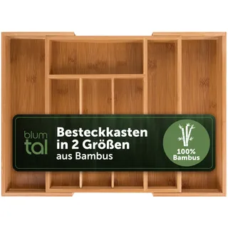 Blumtal Besteckkasten aus Bambus - größenverstellbarer Schubladentrenner Küche - Besteck Organizer 5 bis 7 Fächer - ausziehbare Schublade für Küchenschubladen - Organizer Küche Besteck in medium