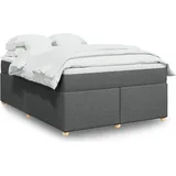 vidaXL Boxspringbett 140 x 200 cm Dunkelgrau