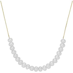Goldkette LUIGI MERANO "mit Süßwasser Perlen, Gold 585", weiß, Halsketten, Damen, 45cm, Gelbgold 585