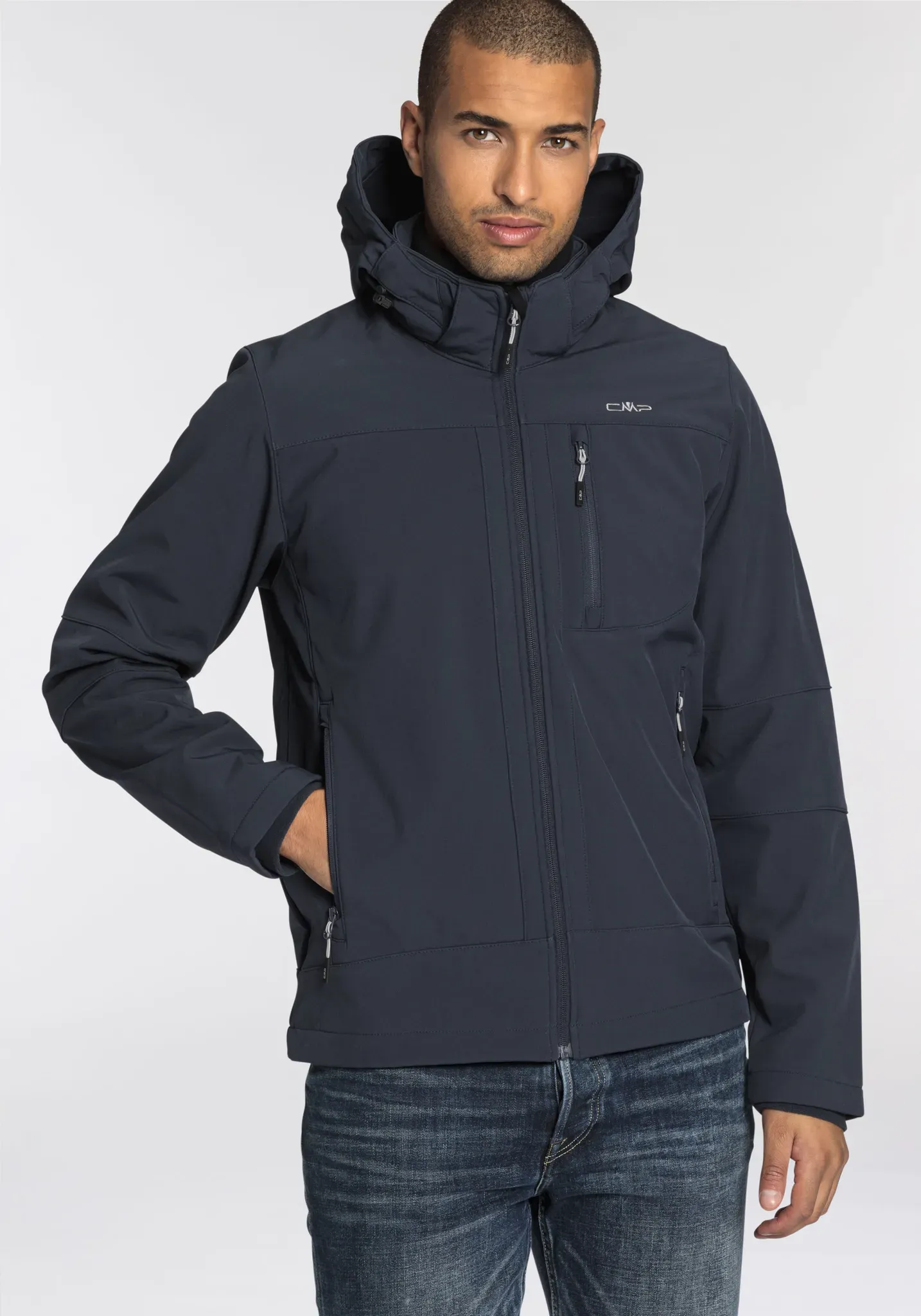 Softshelljacke CMP, Herren, Gr. 58, blau (b.blau, ice), Softshell, Obermaterial: 96% Polyester, 4% Elasthan. Futter: 100% Polyester. Innenseite: 100% Polyester, taillenbedeckt, hoch geschlossener Ausschnitt, angesetztes Bündchen mit Windstopper, Jacken Softshelljacke, mit hochschließendem Kragen, 3-lagig, wasserabweisend, winddicht