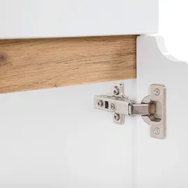 Lomadox Waschtisch Set mit 100cm Unterschrank in Hochglanz weiß, Wotaneiche, B x H x T ca. 100 x 85 x 46cm