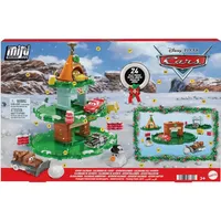 Mattel Disney und Pixar Cars Minis Adventskalender von Mattel mit 24 Teilen, Überraschungen, darunter Mini-Spielzeugautos, stapelbare Schienenteile und Zubehörteile zum Geschichtenerzählen, HXT34